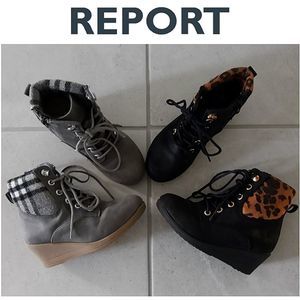 Mixed Media Wedge Booties